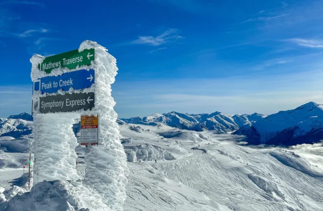 Green, Blue and black ski runs at Whistler Blacocomb