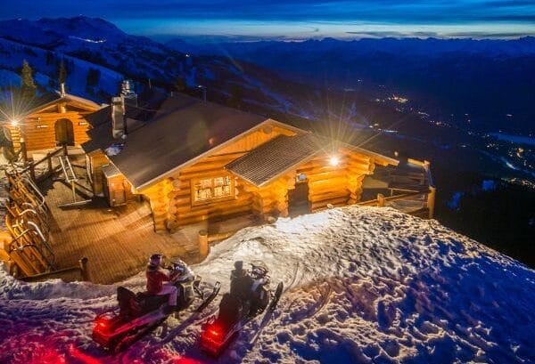 Romantic evening snowmobile adventure ending with fondue in Whistler