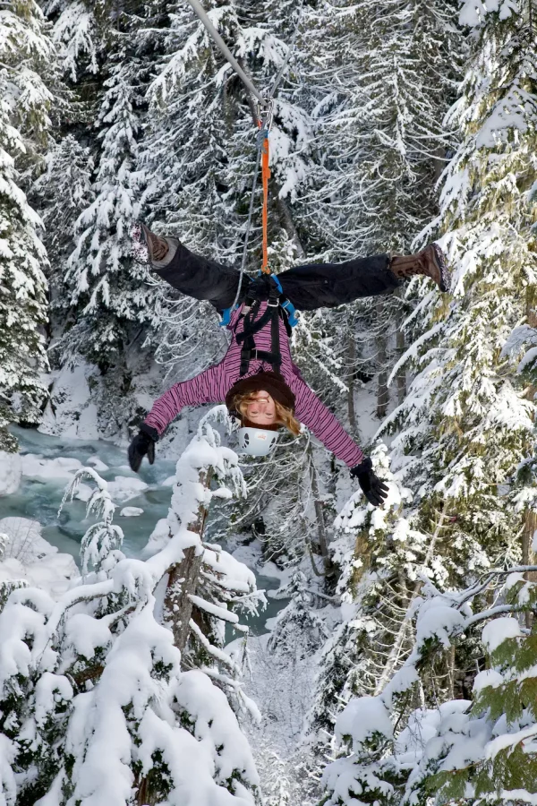 Winter Zip lining in Whistler