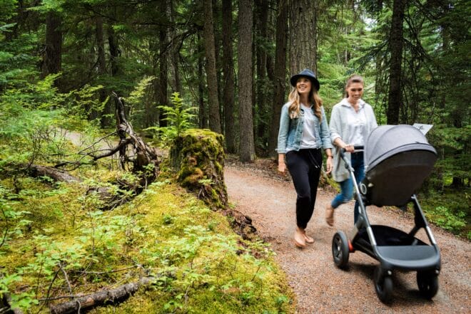 Walking in Whistler trails with a stroller