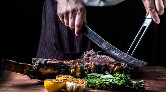 Steak dinner on a guys getaway in whistler